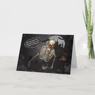 Halloween Skeleton Tells a Funny Joke Card