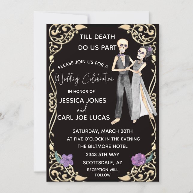 Halloween Skeleton Till Death Do Us Part Wedding Invitation (Front)