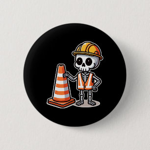 Halloween Skeleton Traffic Cone 6 Cm Round Badge
