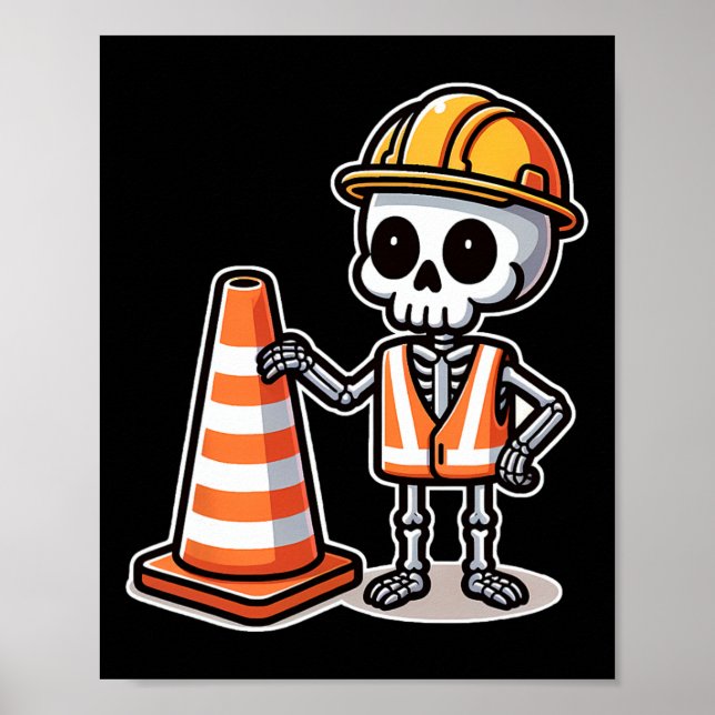 Halloween Skeleton Traffic Cone  Poster (Front)