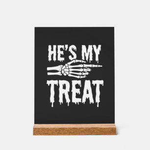 Halloween Skeleton Treat Dripping Typography Desig Acrylic Sign