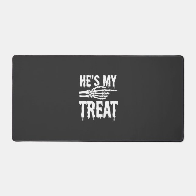 Halloween Skeleton Treat Dripping Typography Desig Desk Mat (Front)