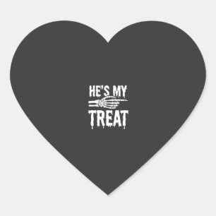 Halloween Skeleton Treat Dripping Typography Desig Heart Sticker