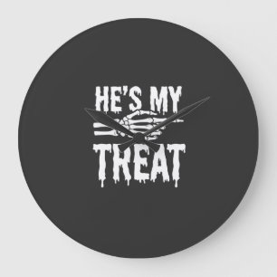 Halloween Skeleton Treat Dripping Typography Desig Large Clock