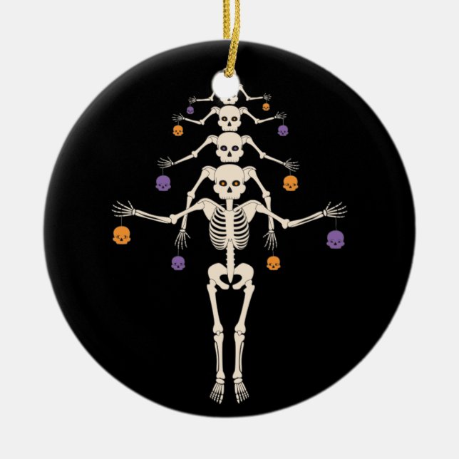 Halloween skeleton tree ceramic tree decoration (Front)