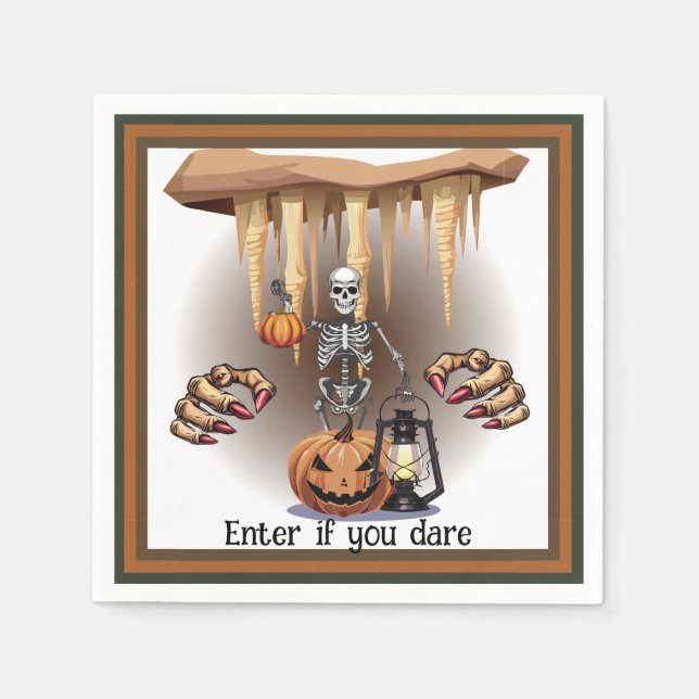 Halloween Skeleton Trick or Treating Napkin (Front)