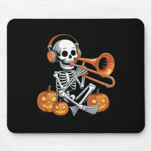 Halloween Skeleton Trombone Trombonist  Mouse Mat