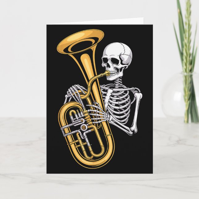 Halloween Skeleton Tuba Tubist  Card (Front)