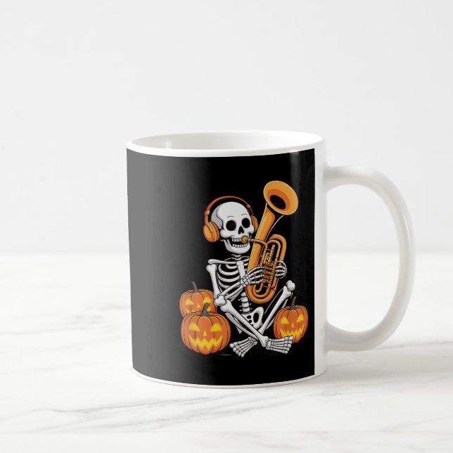 Halloween Skeleton Tuba Tubist  Coffee Mug (Right)