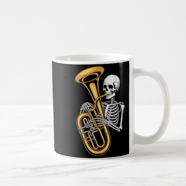 Halloween Skeleton Tuba Tubist  Coffee Mug (Right)