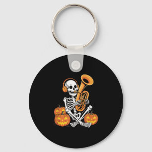 Halloween Skeleton Tuba Tubist  Key Ring