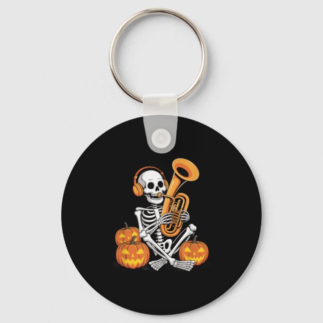 Halloween Skeleton Tuba Tubist  Key Ring (Front)
