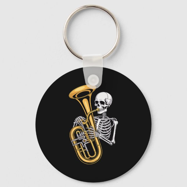 Halloween Skeleton Tuba Tubist  Key Ring (Front)