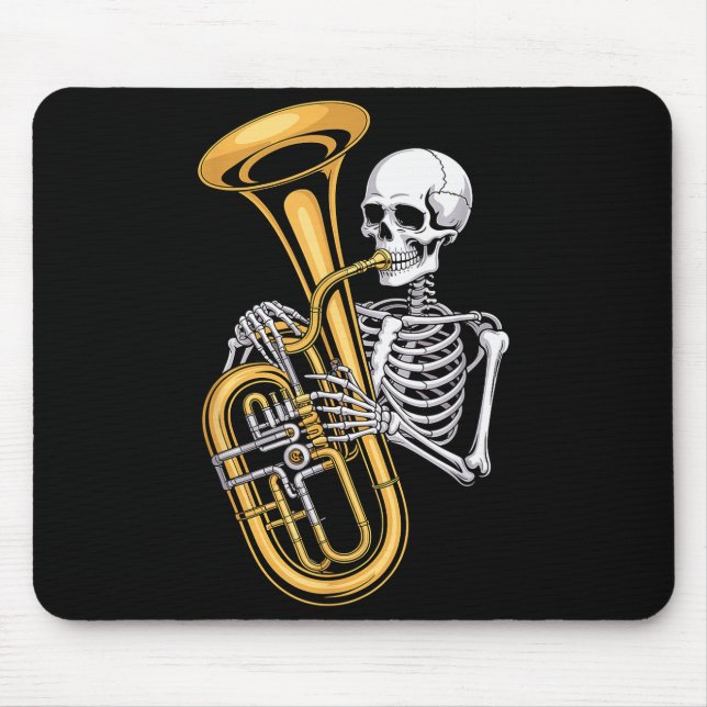 Halloween Skeleton Tuba Tubist  Mouse Mat (Front)