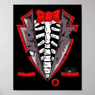 Halloween Skeleton Tuxedo Costume Gift Performance Poster