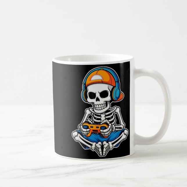 Halloween Skeleton Video Gamer Funny Gaming Boys M Coffee Mug (Right)
