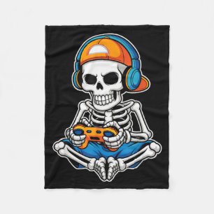 Halloween Skeleton Video Gamer Funny Gaming Boys M Fleece Blanket