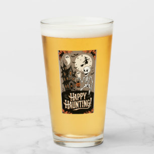 Halloween Skeleton Vintage and pumpkin Glass