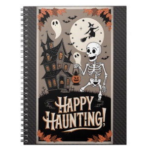 Halloween Skeleton Vintage and pumpkin Notebook