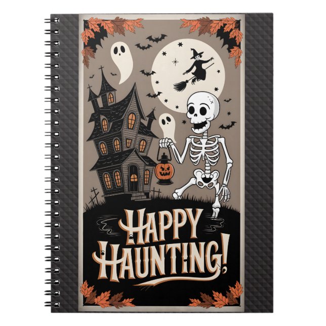 Halloween Skeleton Vintage and pumpkin Notebook (Front)