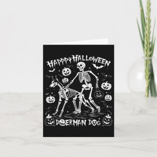 Halloween Skeleton Walking Doberman Dog Card