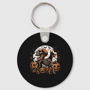 Halloween Skeleton Walking Skeletal Doberman Dog Key Ring