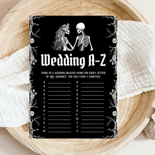 Halloween Skeleton Wedding A-Z Bridal Shower Game Invitation (Halloween Skeleton Wedding A-Z Bridal Shower Game)