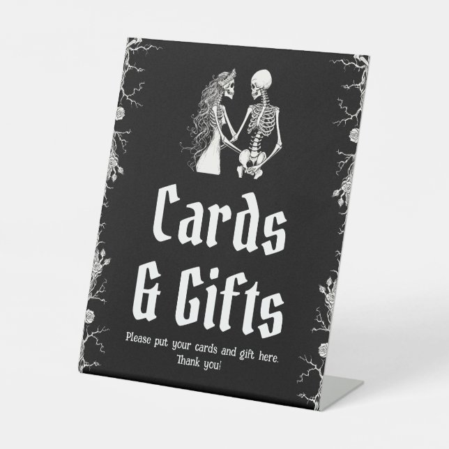 Halloween Skeleton Wedding Cards and Gifts Sign (Front)