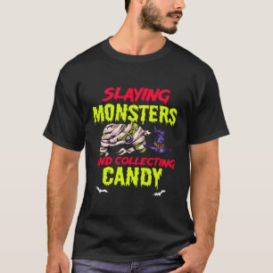 Halloween Skeleton Witch Ghost Gamer Gaming Scary T-Shirt