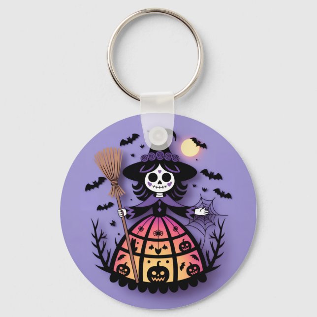 Halloween Skeleton Witch Key Ring (Front)
