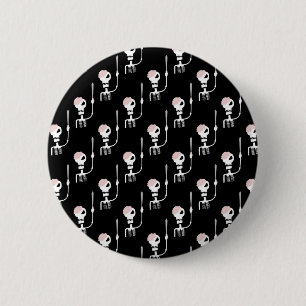 Halloween skeleton with a sword  6 cm round badge
