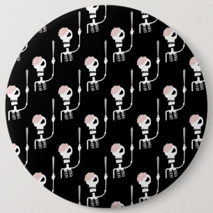 Halloween skeleton with a sword  6 cm round badge