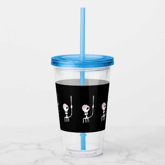Halloween skeleton with a sword  acrylic tumbler (Front)