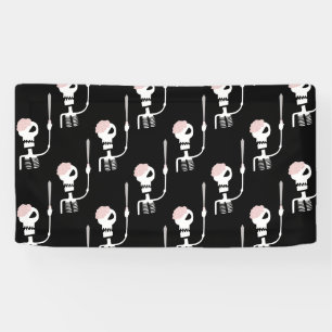 Halloween skeleton with a sword banner