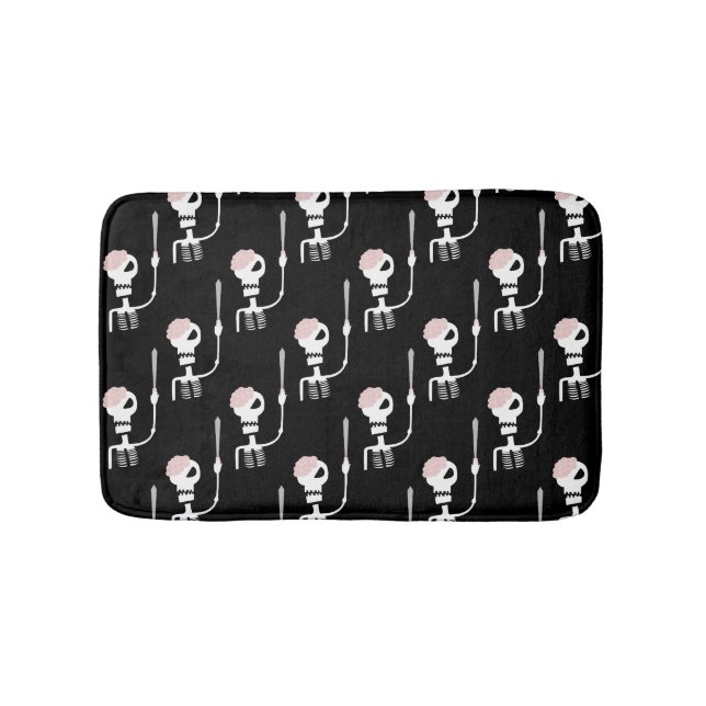 Halloween skeleton with a sword  bath mat (Front)