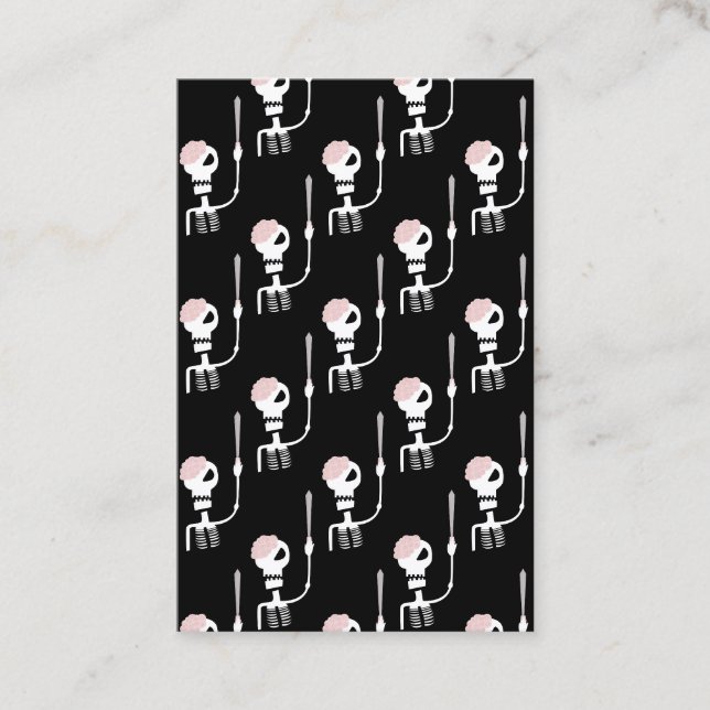 Halloween skeleton with a sword  business card (Front)