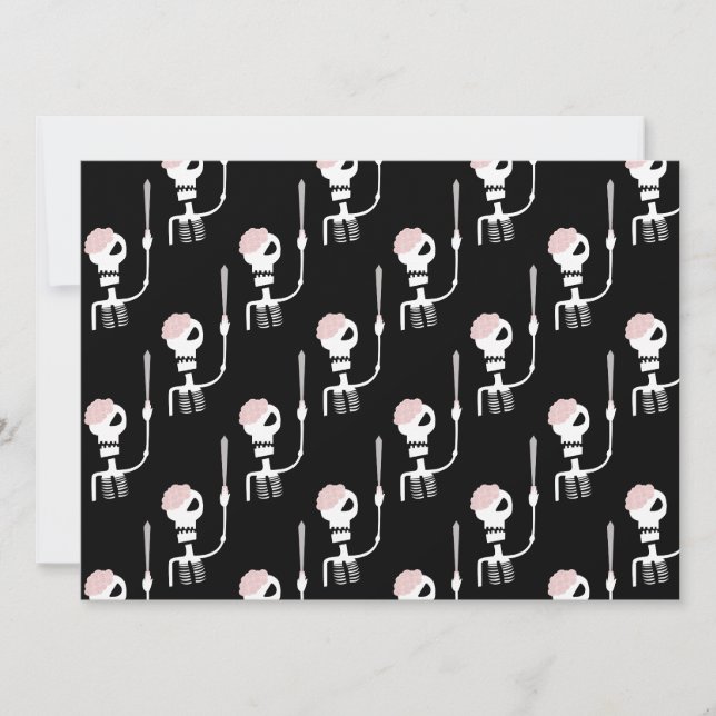 Halloween skeleton with a sword  holiday card (Front)
