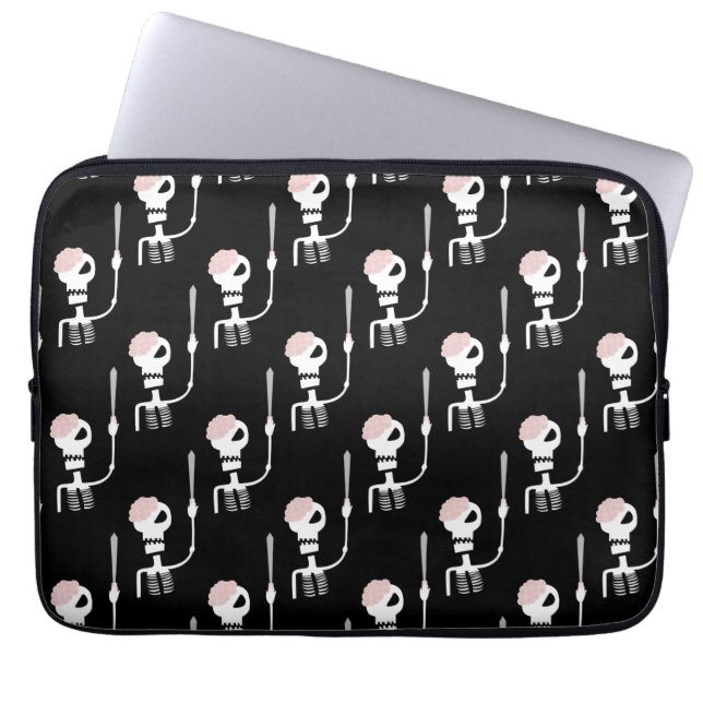 Halloween skeleton with a sword  laptop sleeve (Front)