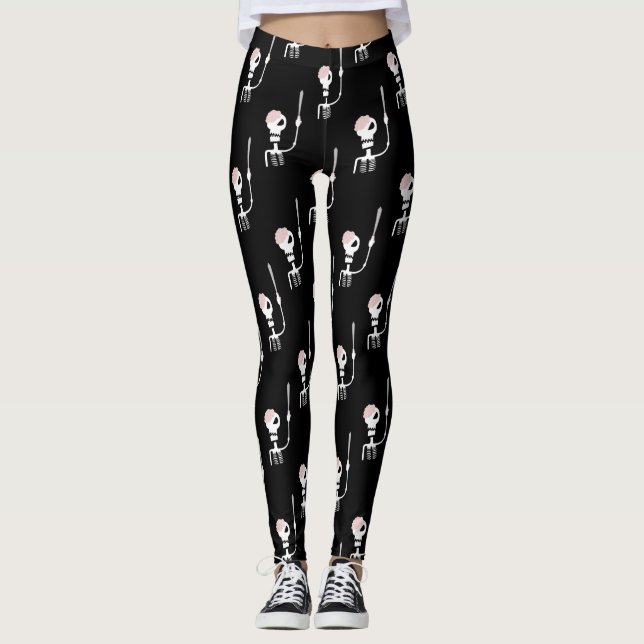Halloween skeleton with a sword  leggings (Front)