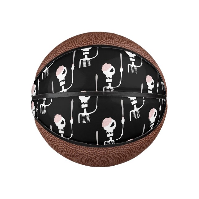 Halloween skeleton with a sword  mini basketball (Front)