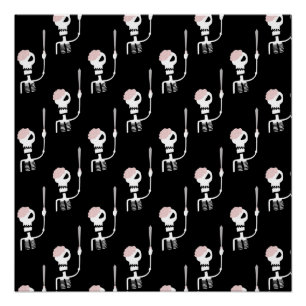 Halloween skeleton with a sword poster