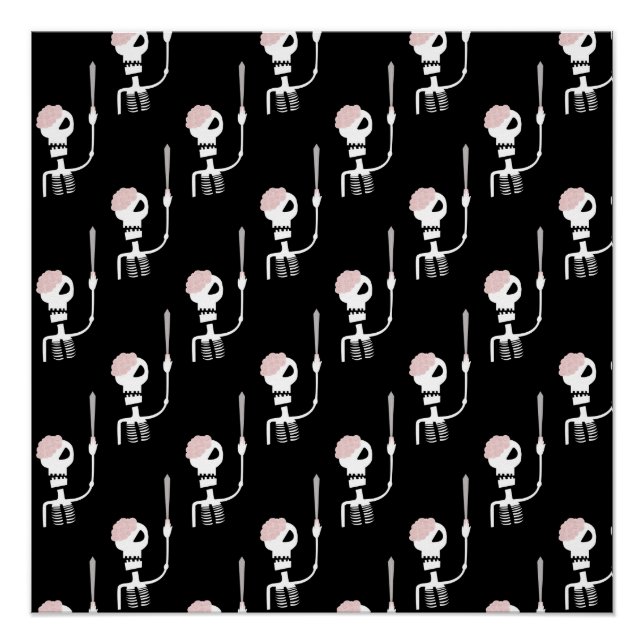 Halloween skeleton with a sword  poster (Front)