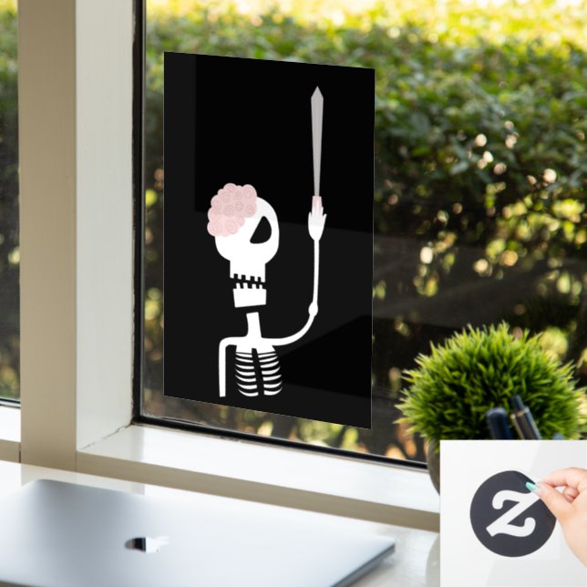 Halloween skeleton with a sword  window cling (Office)