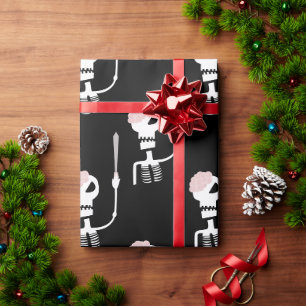 Halloween skeleton with a sword wrapping paper