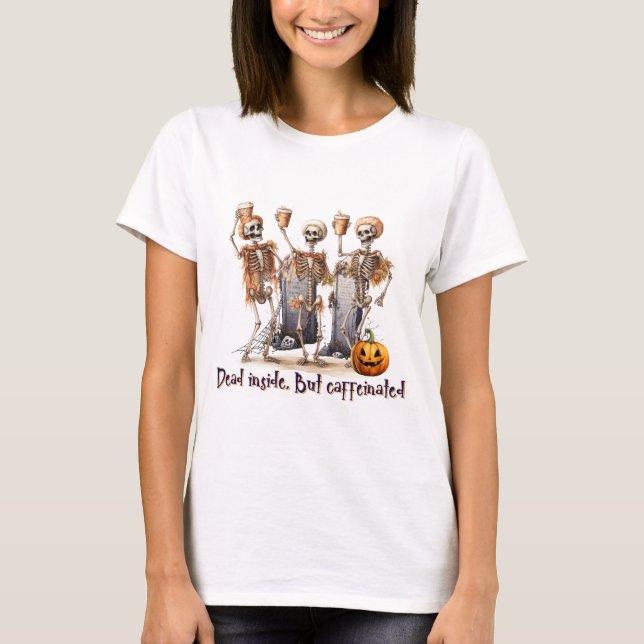 HALLOWEEN SKELETON WITH COFFEE T-Shirt (Front)
