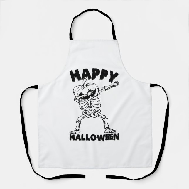 Halloween Skeleton with Pumpkin - Happy Halloween Apron (Front)