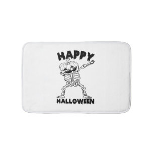 Halloween Skeleton with Pumpkin - Happy Halloween Bath Mat