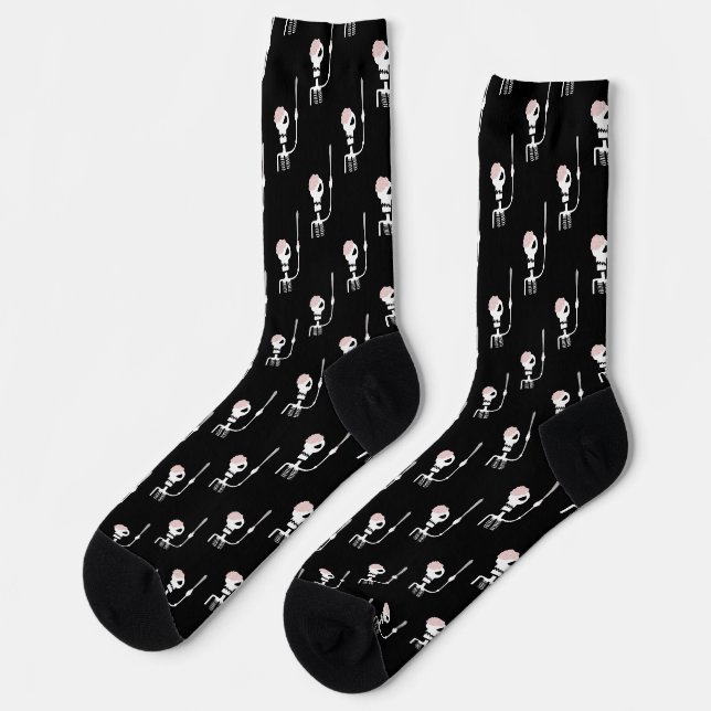 Halloween Skeleton with Sword Socks (Left)