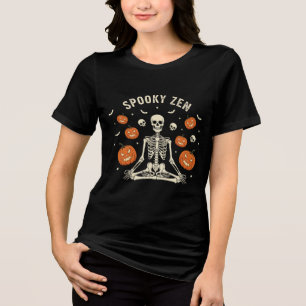 Halloween Skeleton Yoga Meditation with Skulls Tri-Blend Shirt