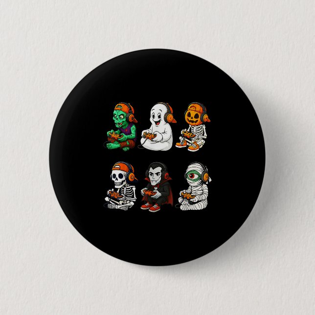 Halloween Skeleton, Zombie Gamer Video Gaming  6 Cm Round Badge (Front)
